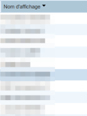 Liste des contacts
