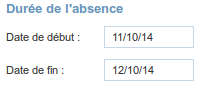 Dates de l'absence prévue